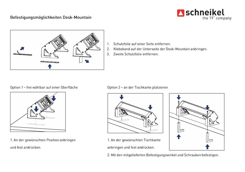 Befestigungswinkel zu Schneikel DESK-Line, 50x50mm