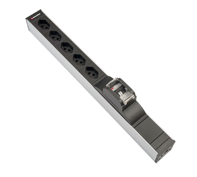 Steckdosenleiste 19" 1HE 5×T23 schwarz Stecker T23 mit FI/LS (RCBO)