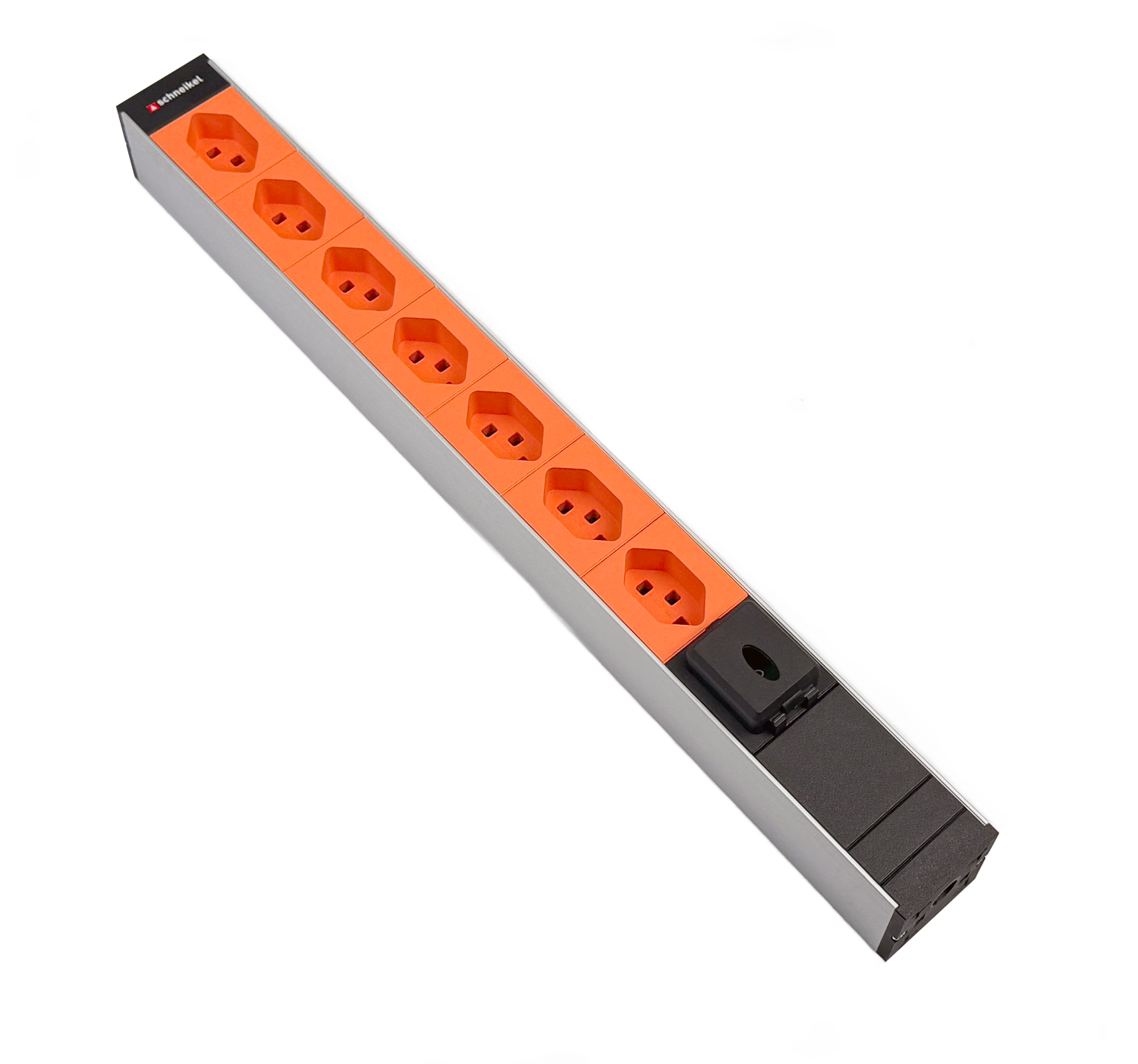 Steckdosenleiste 19" 1HE 7×T23 orange Stecker T23 mit Schalter