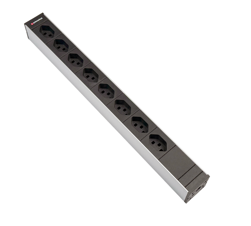 Steckdosenleiste 19" 1HE 8×T23 schwarz Stecker T23