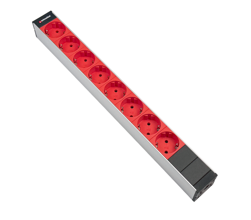 Steckdosenleiste 19" 1HE 8xTyp F (CEE 7/3) rot (Schutzkontakt), Stecker C20