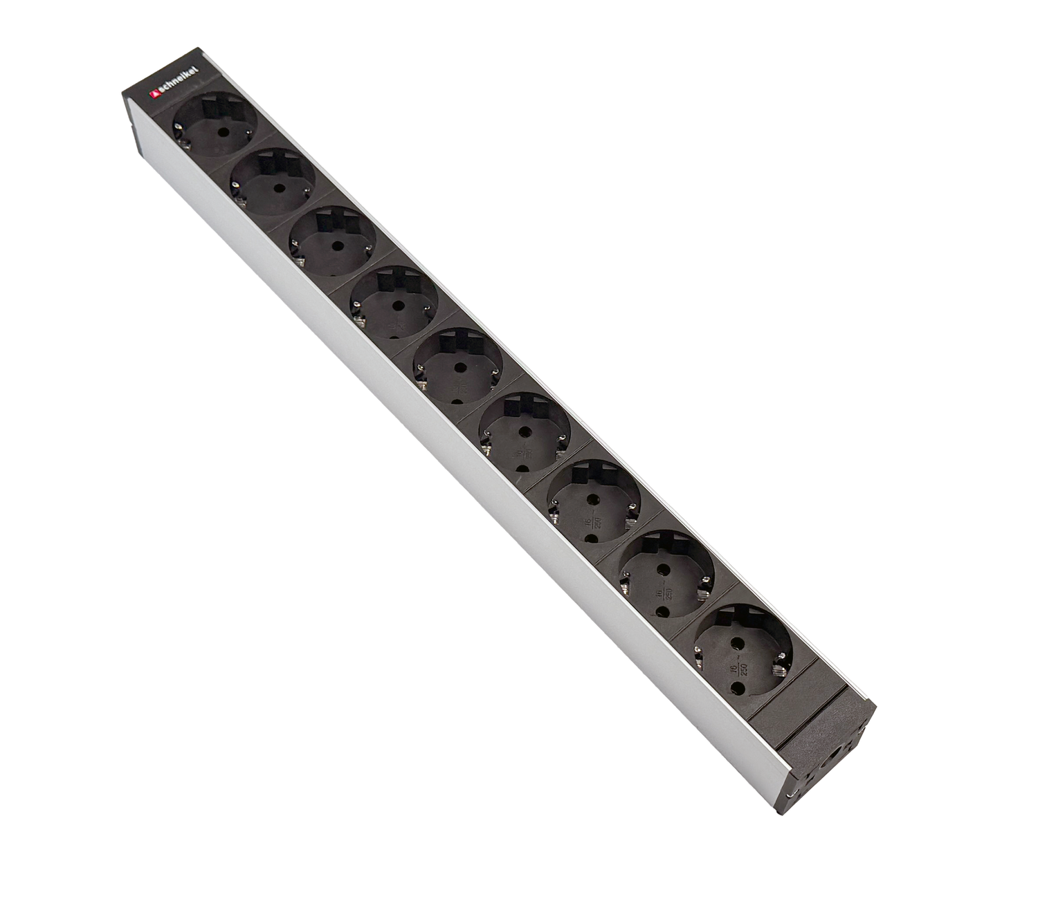 Steckdosenleiste 19" 1HE 9xTyp F (CEE 7/3) schwarz (Schutzkontakt), Stecker Typ F (CEE 7/4)