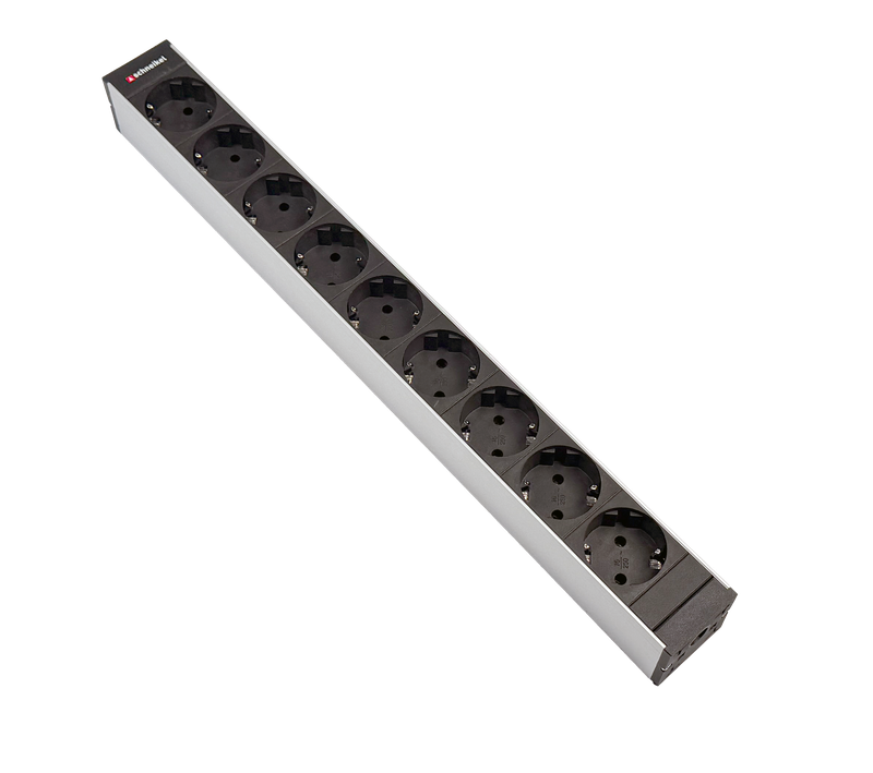 Steckdosenleiste 19" 1HE 9xTyp F (CEE 7/3) schwarz (Schutzkontakt), Stecker Typ F (CEE 7/4)