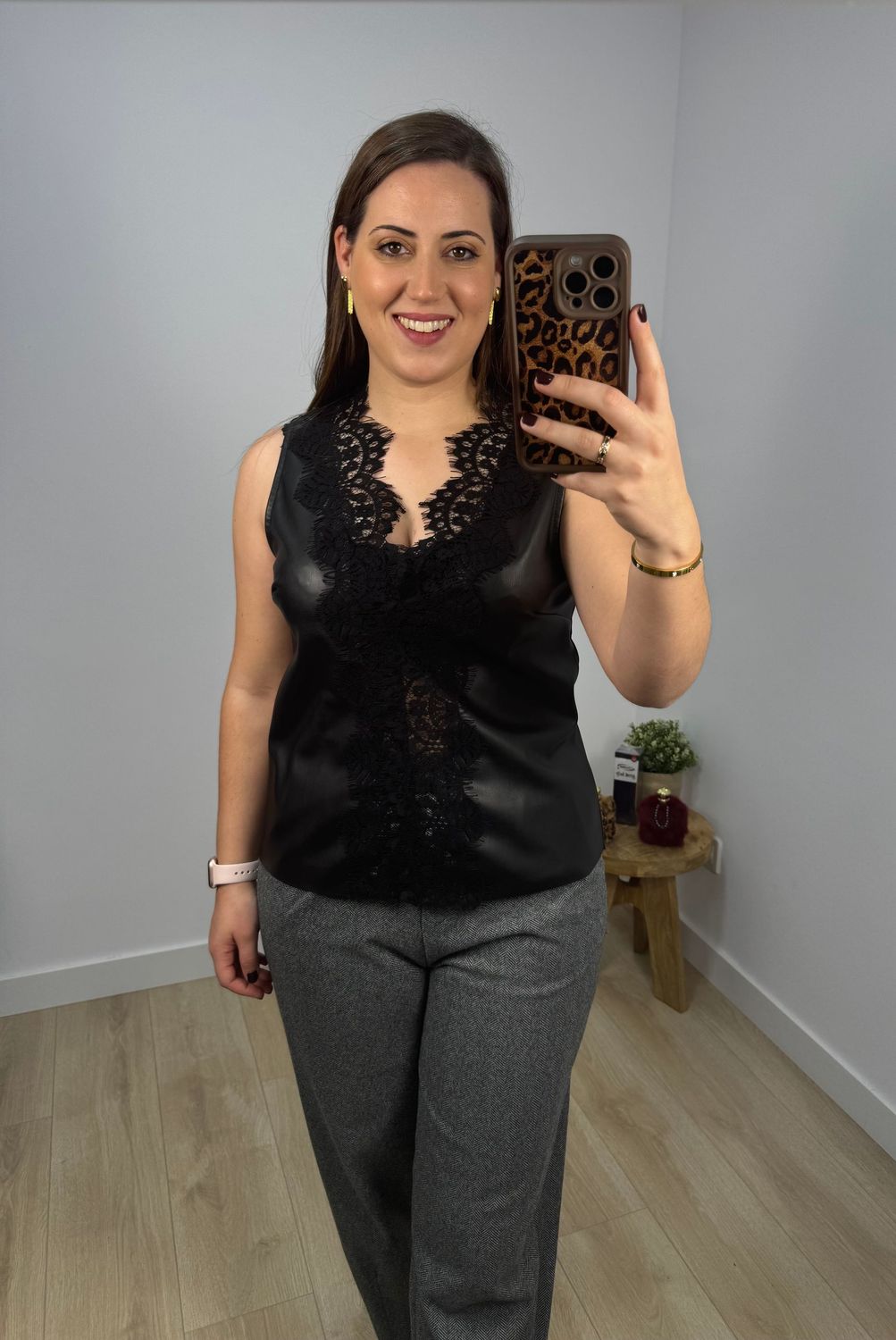 Camiseta Encaje Polipiel