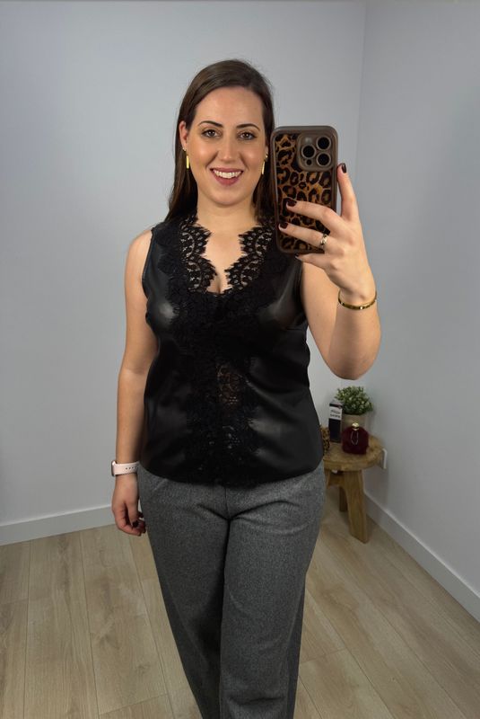 Camiseta Encaje Polipiel