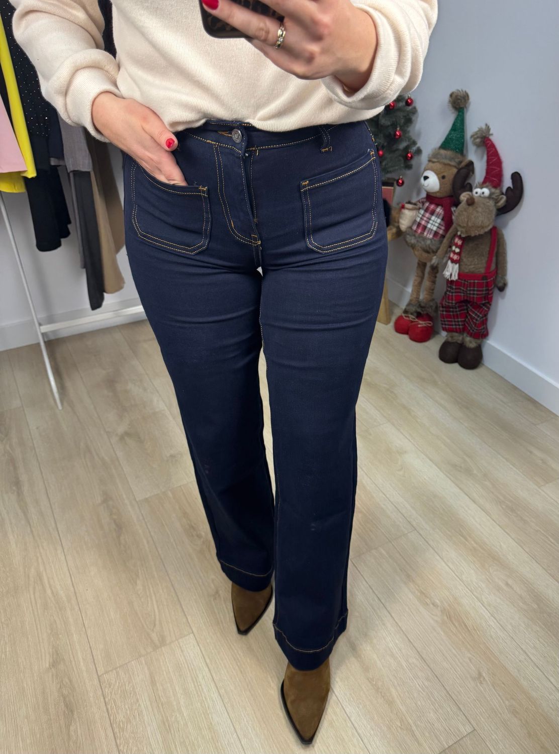 Jeans Costura Marron