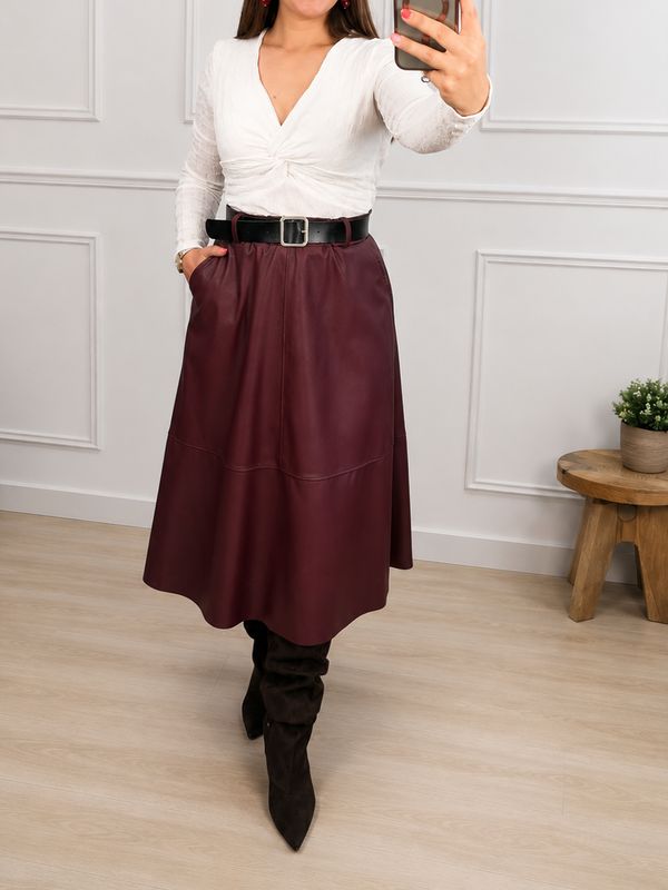 Falda Polipiel corte Midi