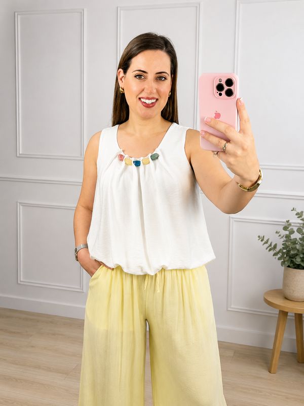 Blusa abullonada Piedras