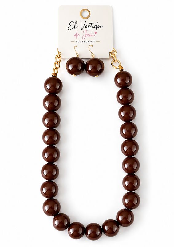 Conjunto collar y pendientes bolas