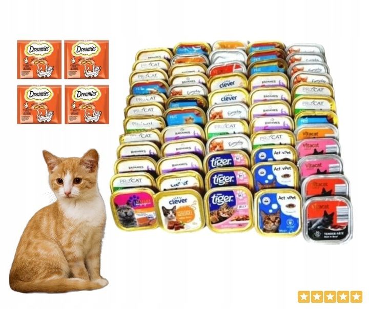 Mokra karma dla kota tacki 68x100g + Smaczki GRATIS!!