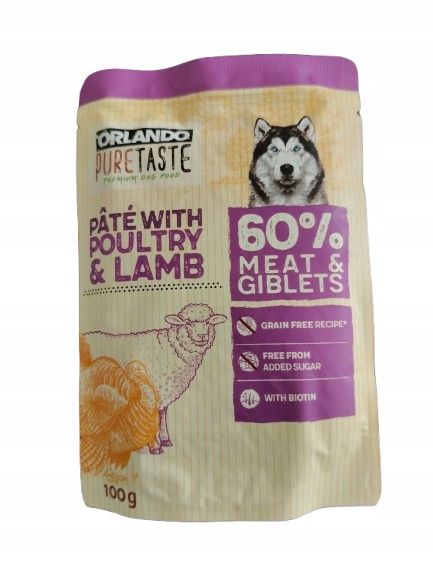 Saszetki dla Psa ORLANDO Drób i jagnięcina 60x100g w sosie