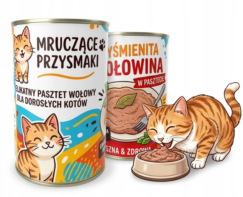 Mruczące przysmaki MOKRA KARMA PUSZKA DLA KOTA Wołowina 24x415G