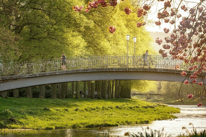 Die Ahr in Bad Neuenahr im Frühling