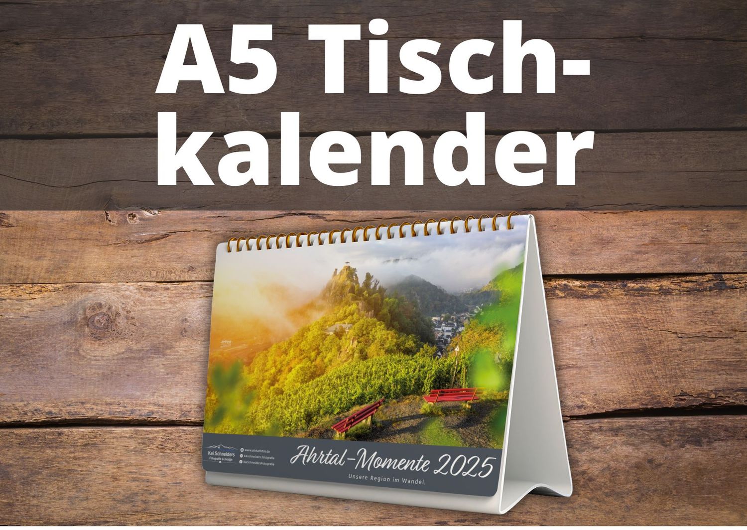 Monatskalender &quot;Ahrtal Momente&quot; 2025 - Tischkalender DIN A5