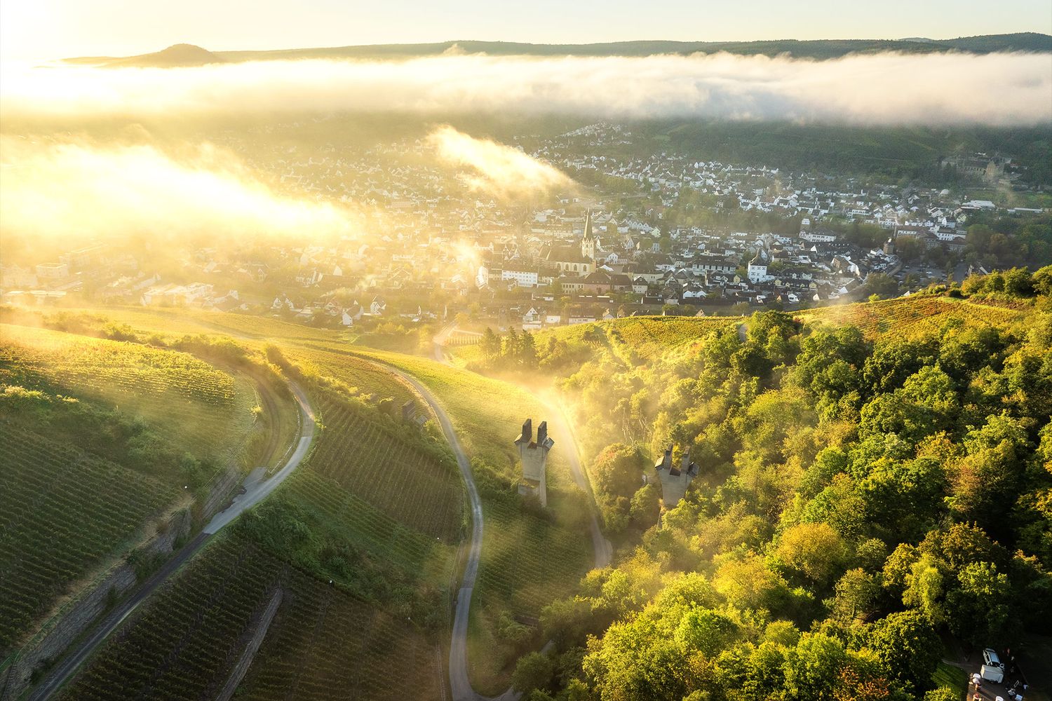 Nebliger Blick auf Ahrweiler