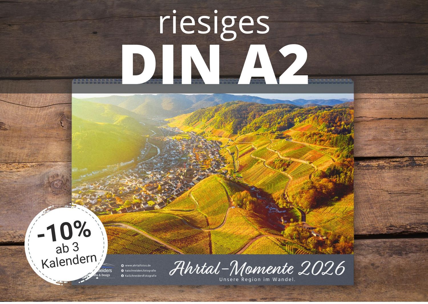 Monatskalender &quot;Ahrtal Momente&quot; 2026 - riesiges A2 Format