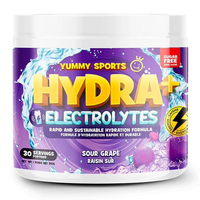 YUMMY SPORTS HYDRA + ÉLECTROLYTES + CAFÉINE 210G, Color: RAISIN SÛRS