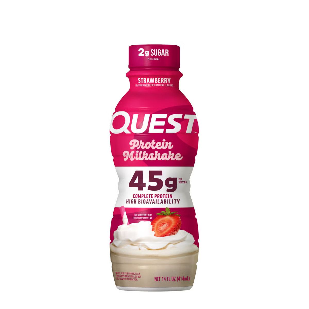 QUEST PROTEIN MILKSHAKE 414 ML, Color: FRAISE, Size: UNITÉ (1X)