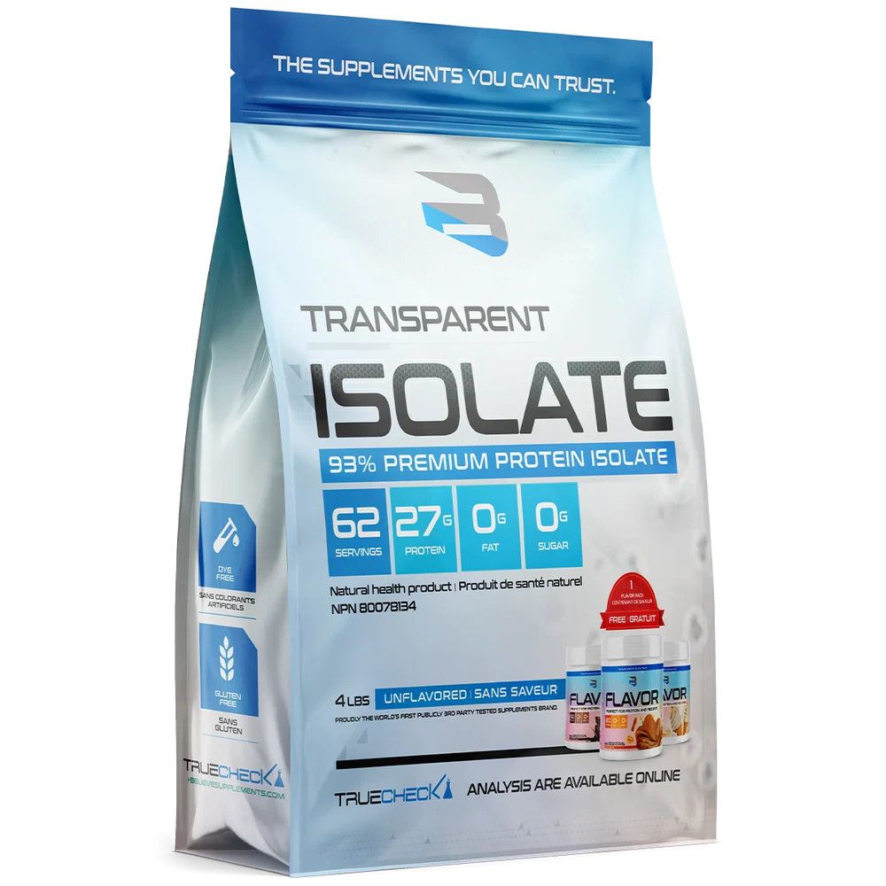 BELIEVE SUPPLEMENTS TRANSPARENT ISOLATE + FLAVOR PACK 4.4 LBS, Color: SANS SAVEUR