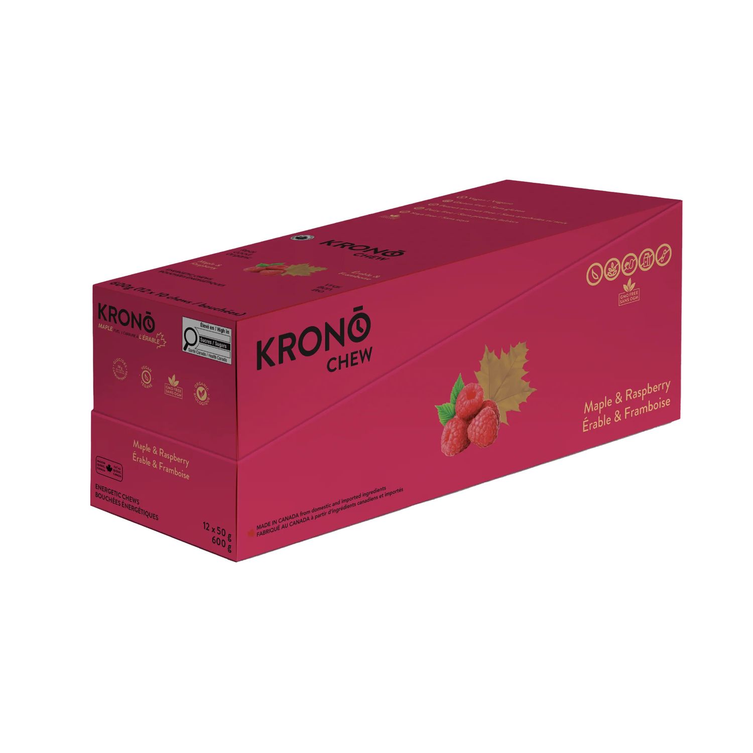 KRONO BOUCHÉES ÉNERGÉTIQUES 50G, Color: FRAMBOISE &amp; ÉRABLE, Size: BOITE (12X)