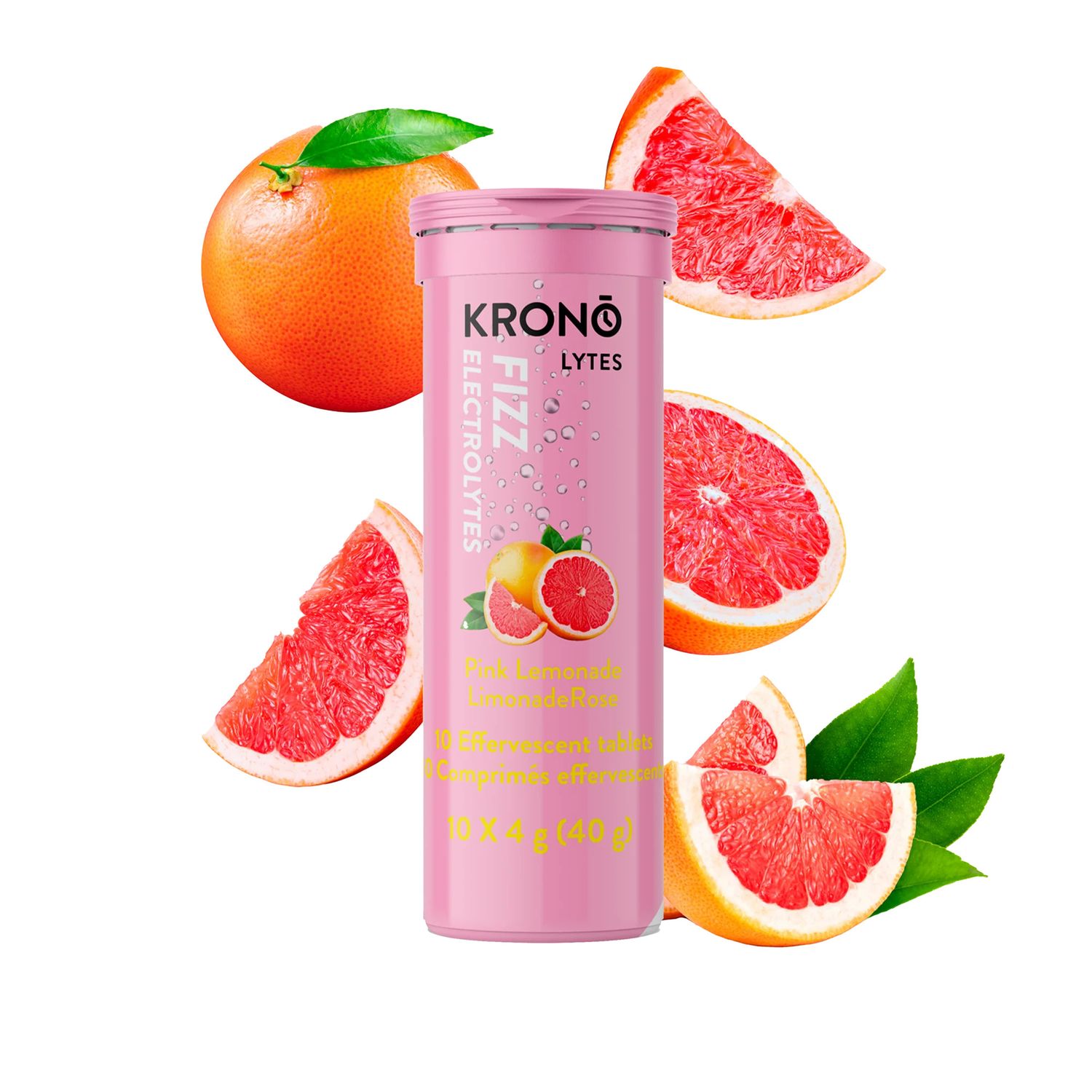 KRONO ÉLECTROLYTES 10 COMPRIMÉS EFFERVESCENTS , Color: LIMONADE ROSE