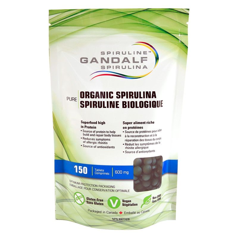 GANDALF SPIRULINE CERTIFIÉ BIOLOGIQUE, Size: 150 COMPRIMÉ DE 600 MG