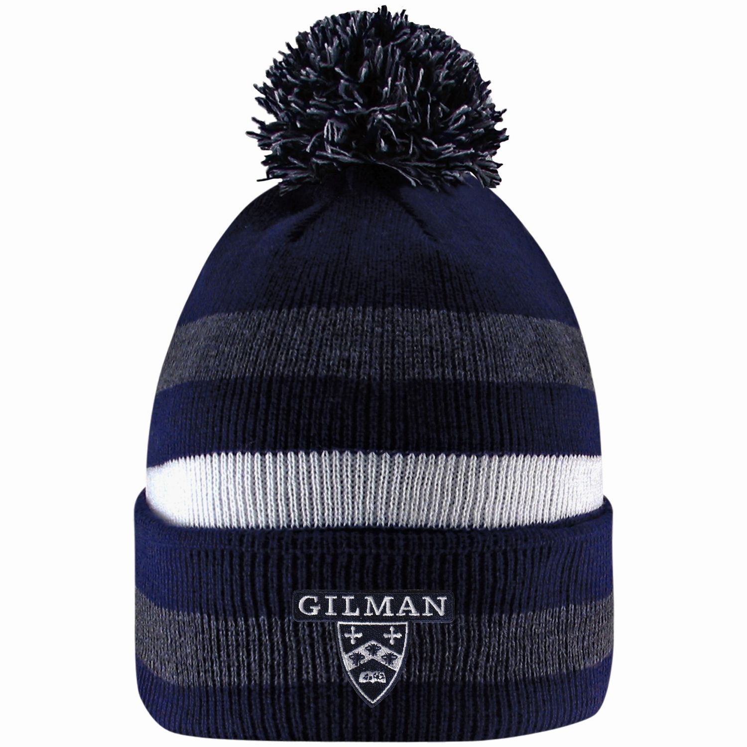 Logofit Primetime Striped Knit Cuff Hat with Pom 4109
