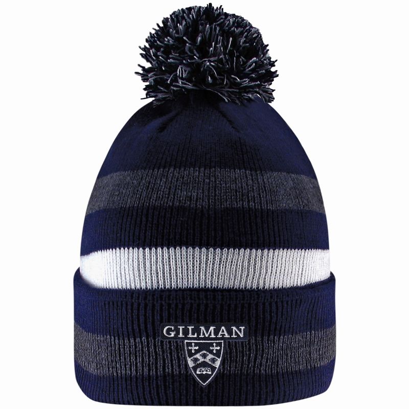 Logofit Primetime Striped Knit Cuff Hat with Pom 4109