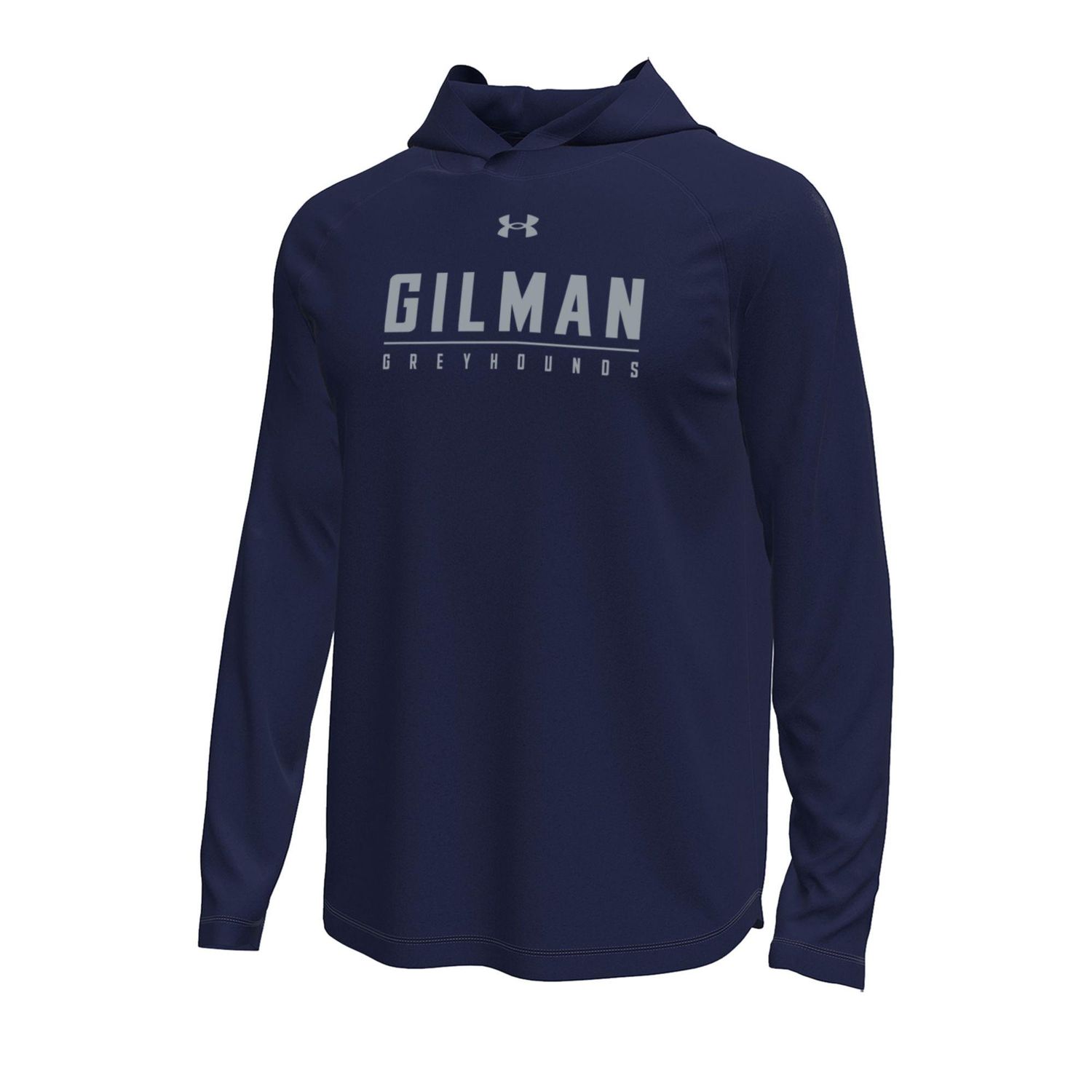 UA Mens Tech Stretch LS Hood Navy