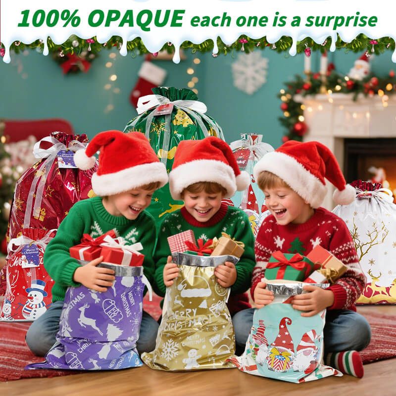 Christmas Gift Bags – 32 Pack Drawstring Set