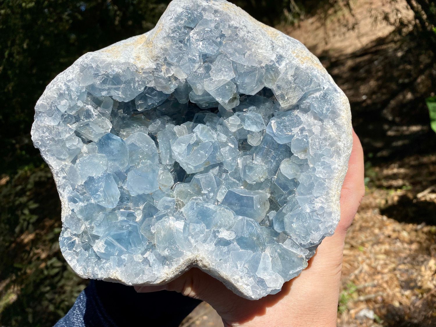 Celestite Geode Cluster, Naturally Blue crystal great for synchronizing with Peaceful angelic energy frequencies. Great Display piece.