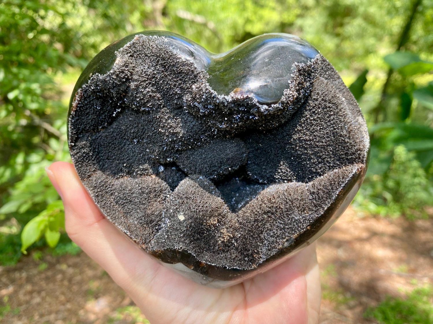 Gorgeous XL Septarian Heart Crystal. Extra Large Druzy Septarian Heart Cluster.