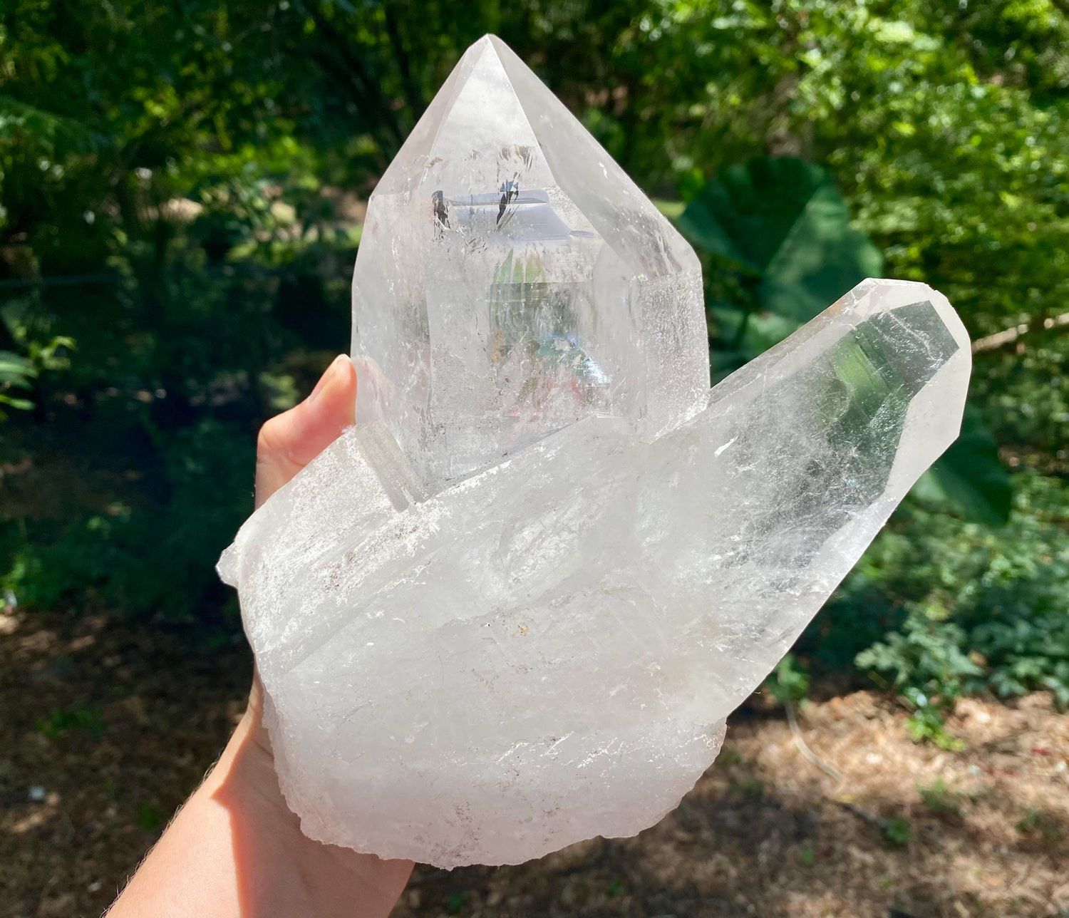 Large Twin Clear Quartz Crystal Points. Raw quartz Crystal Points with Stand. High Vibration Crystal for Energy Healing, Meditation &amp; Decor.