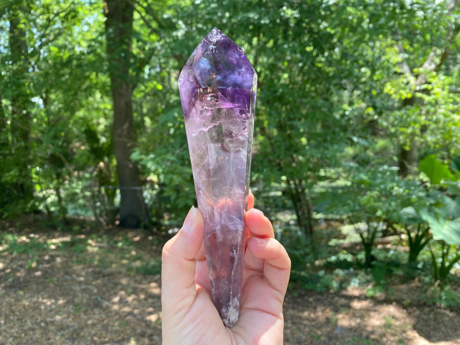 Stunning Polished Amethyst Wand with Rainbows and Phantoms. Large Bahia Amethyst Wand.
