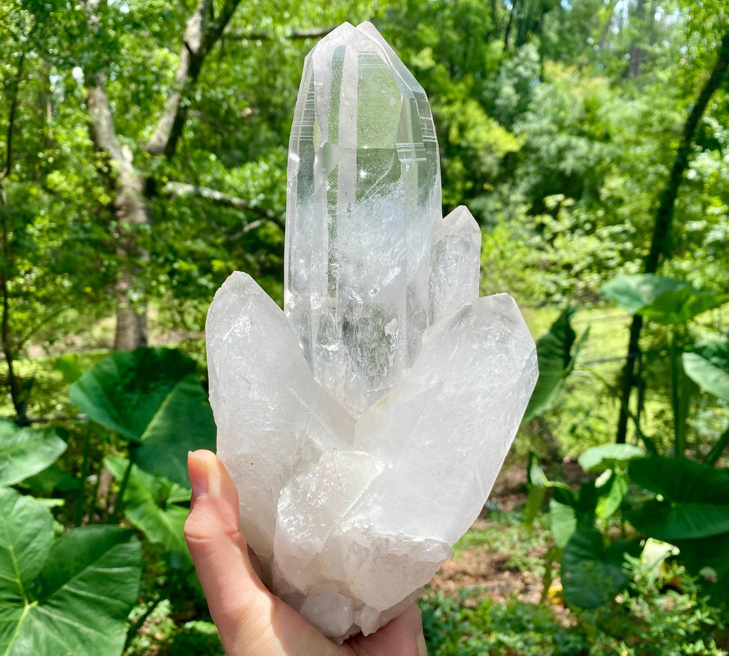 Marvelous Clear Quartz Cluster. Extra Large Clear Quartz Cluster with Key and Imprints.