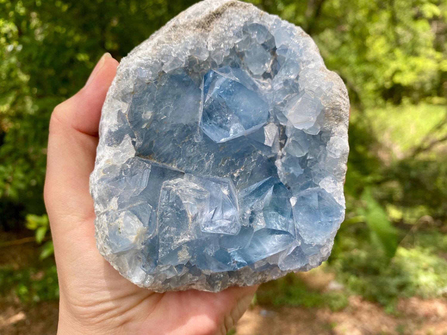 Beautiful Blue Celestite Cluster. Large Celestite Crystal Cluster.