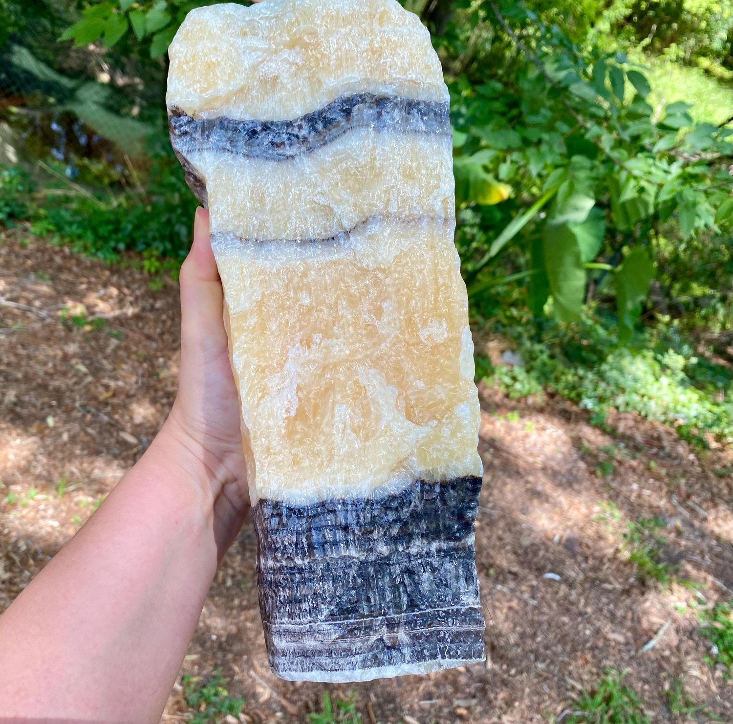 Impressive Self-Standing, Banded Yellow Calcite Specimen, Extra Large Yellow Calcite Crystal, Natural Stone