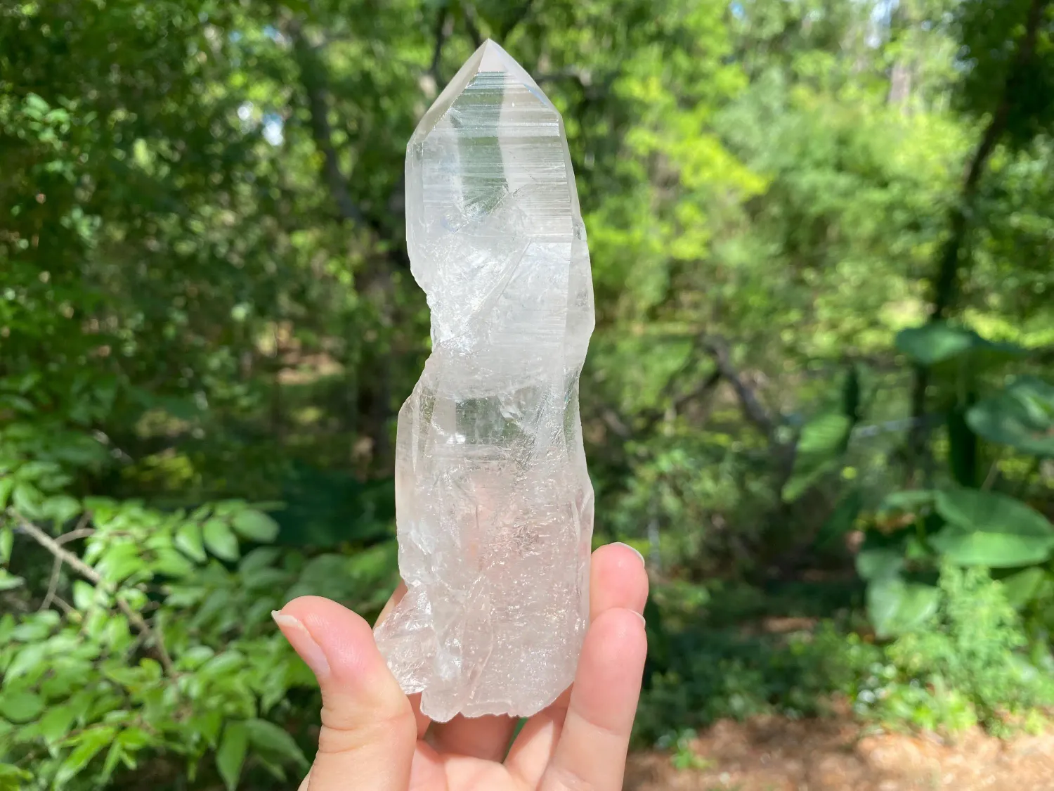 Beautiful Lemurian Crystal Point with Imprints. Large Lemurian Quartz Crystal.