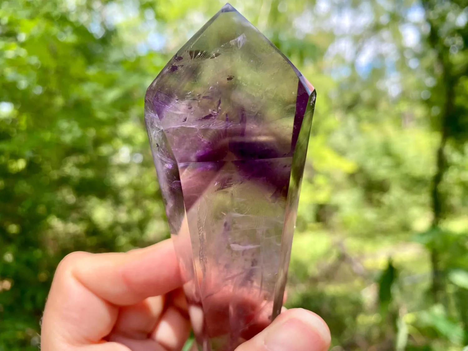 Sublime Bahia Amethyst Wand with Phantoms. Large Polished Amethyst Crystal. Brazilian Amethyst Crystal Point.