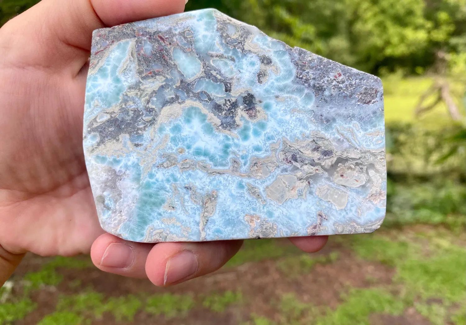 Larimar | Atlantis Stone | Dolphin Stone | Rare Caribbean Crystal Beautiful Larimar Crystal Slab. Authentic Larimar Crystal - Throat chakra.