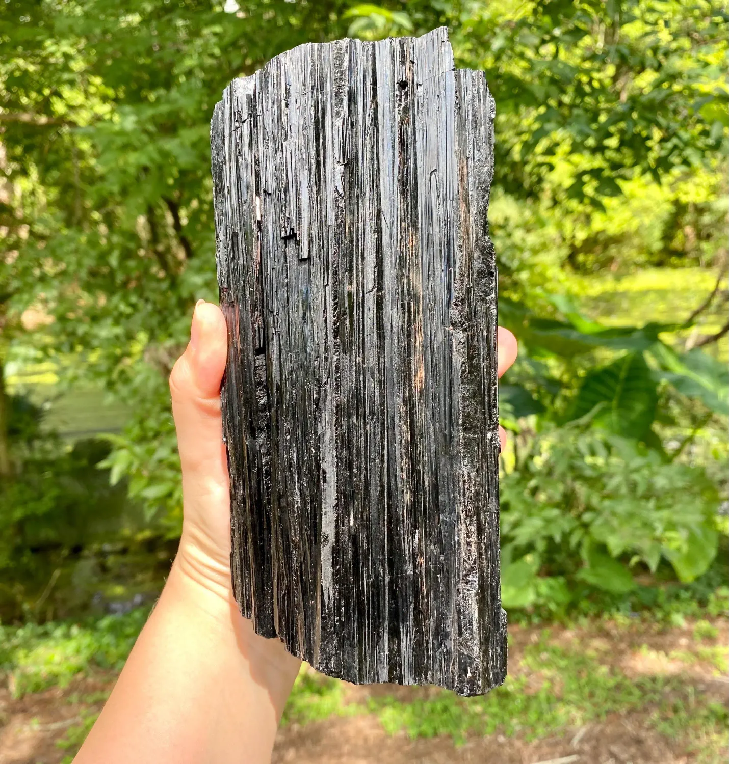 Large Black Tourmaline Log – Raw Crystal Stone for EMF Protection, Energy Shielding &amp; Home Decor – Grounding, Shielding Gemstone