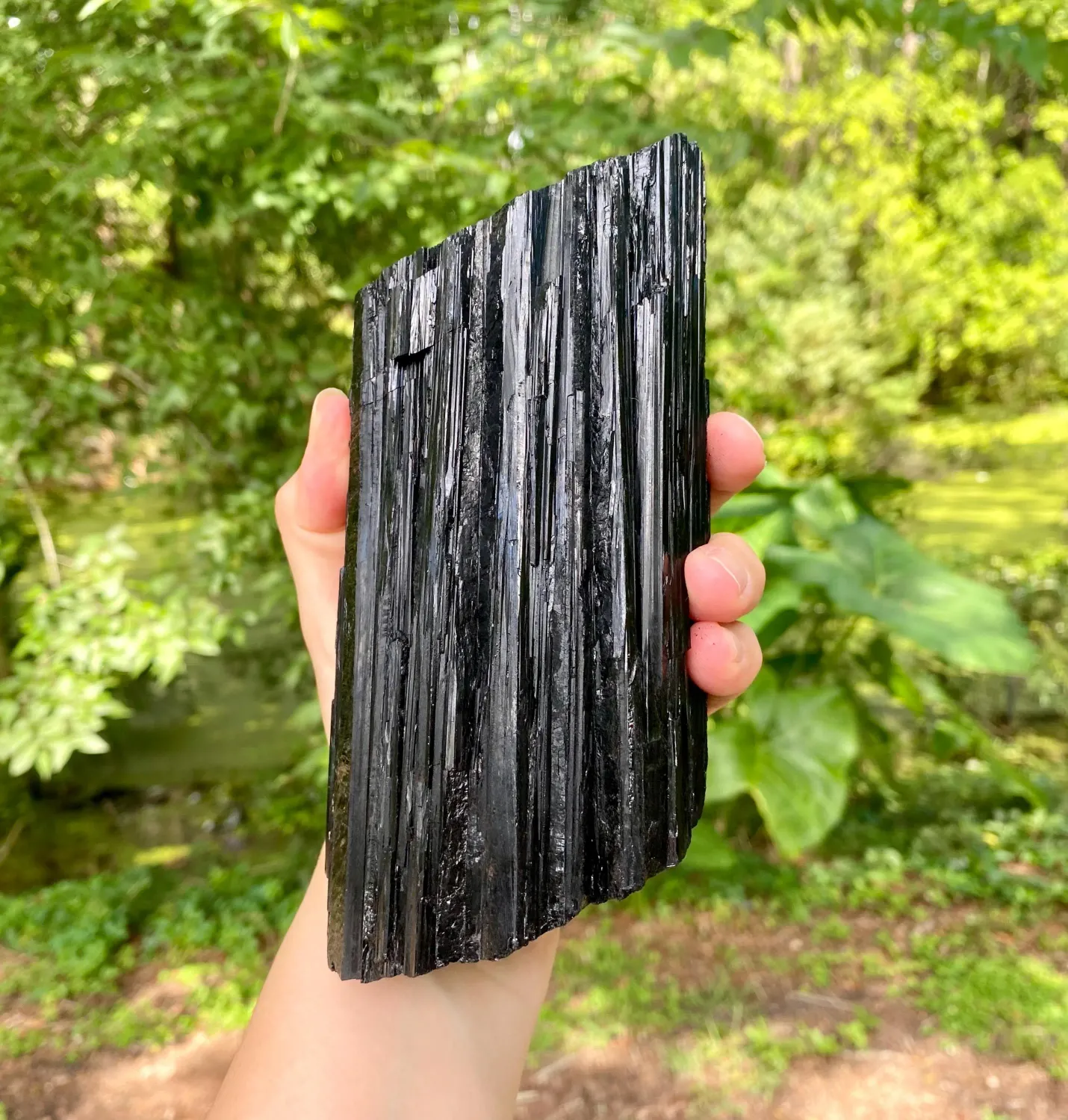 Large Black Tourmaline Log, Raw Crystal Stone for EMF Protection, Root Chakra Stone &amp; Home Decor Grounding and Shielding Gemstone.