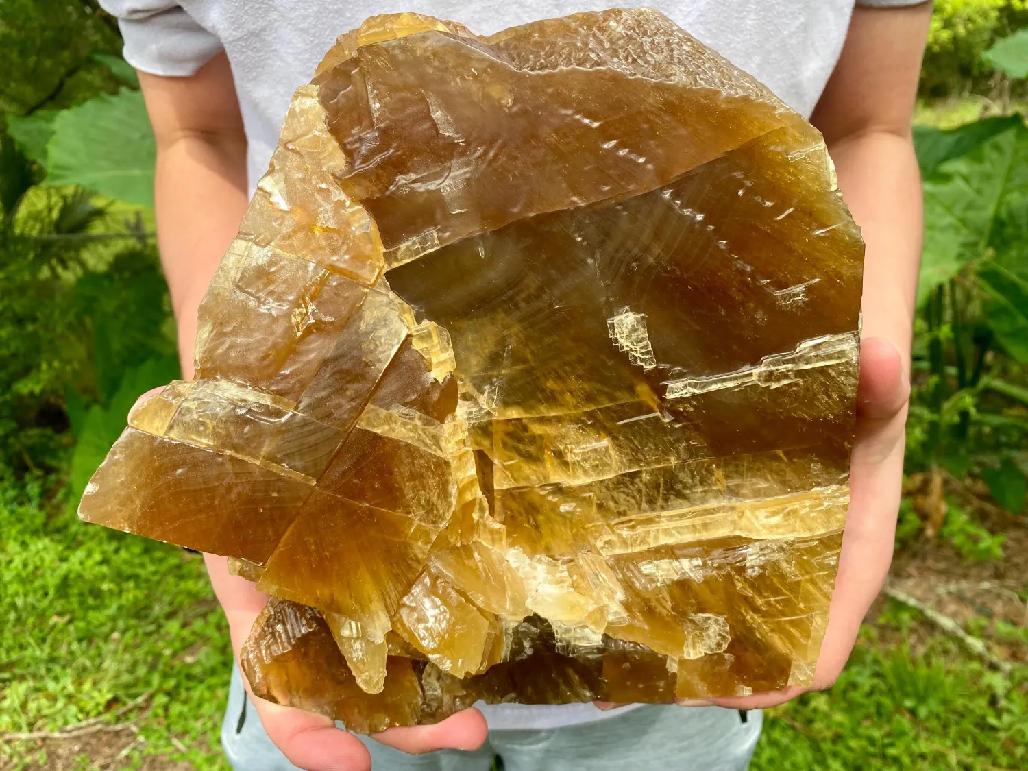 Large Self-Standing Honey Calcite Specimen: Raw Natural Crystal Chunk