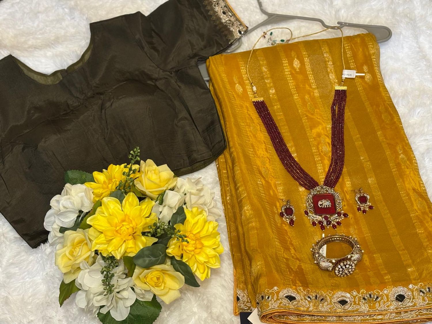 Golden yellow Kanjeevaram banarasi silk saree