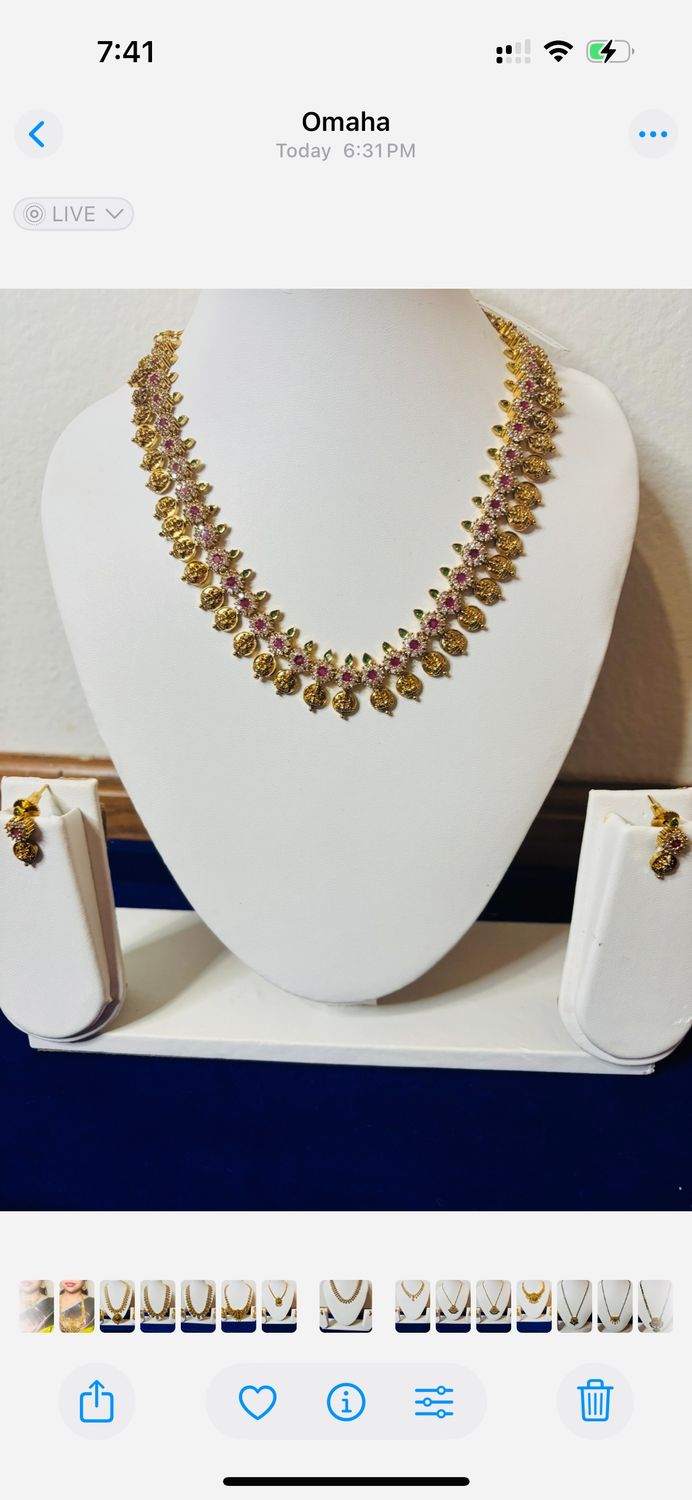 Gold-Toned Necklace &amp; Earrings Set