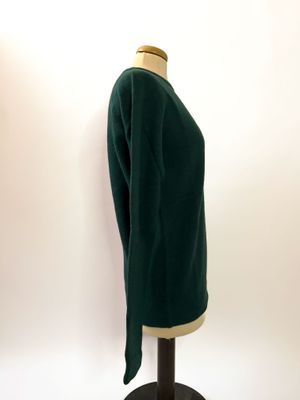 Maglione girocollo da donna in puro cashmere con lavorazione a nido d’ape - Verde bosco Maglione girocollo da donna in puro cashmere con lavorazione a nido d’ape - Verde bosco
