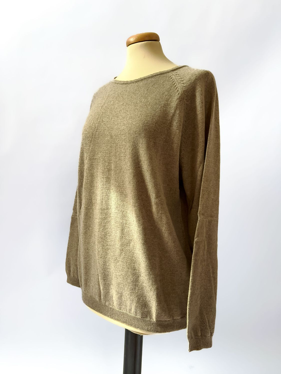 Maglione girocollo da donna in cashmere con lavorazioni a losanga - Marrone Maglione girocollo da donna in cashmere con lavorazioni a losanga - Marrone