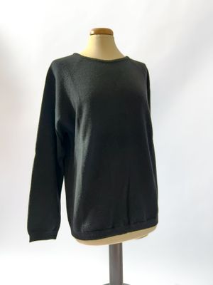Maglione girocollo da donna in cashmere con lavorazioni a losanga - Nero Maglione girocollo da donna in cashmere con lavorazioni a losanga - Nero