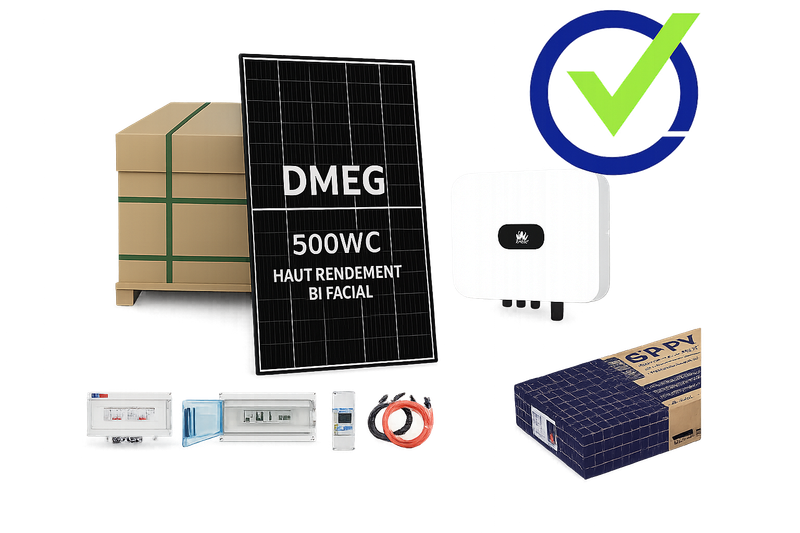 KIT COMPLET_3000WC _ AUTOCONSOMMATION HUAWEI ONDULEUR CENTRALISE PHOTOVOLTAIQUE MONOPHASE  3KWC