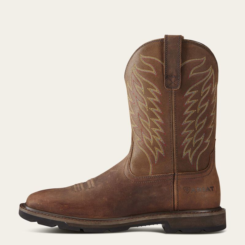 Ariat Groundbreaker Wide Square Toe Steel Toe Work Boot Brown Men&#39;s 11.5